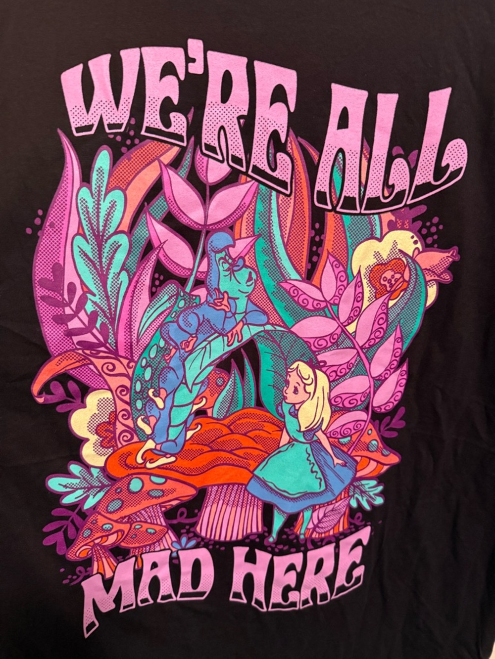 Disney Alice in Wonderland T-Shirt with We’re All Mad Here graphic - Size XL - Picture 2 of 6
